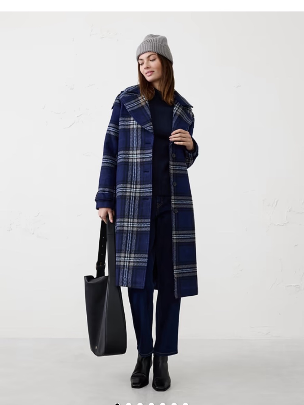 Banana Republic blue Plaid Wool Coat